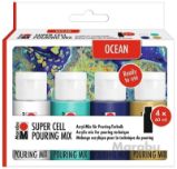 Marabu sada na pouring - Mix Ocean 4 x 60 ml - Kreativní sady a materiály Marabu Super Cell Pouring Mix Ocean 4 x 60 ml