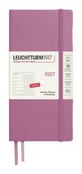 Týdenní plánovač & Zápisník Dusty Rose, tečkovaný Wallet B6+ x A6 2027, anglicky
