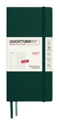 Týdenní plánovač & Zápisník Forest Green, tečkovaný Wallet B6+ x A6 2027, anglicky
