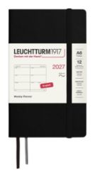 Týdenní plánovač Black, Pocket A6 2027, Softcover, anglicky