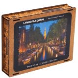 Unidragon dřevěné puzzle - Večerní Amsterodam velikost L - Puzzle Unidragon dřevěné puzzle - Večerní Amsterodam velikost L