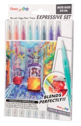 Akvarelový set Pentel Art Brush Sign Pen Twin - Krajina - Barvy a tuše Akvarelový set Pentel Art Brush Sign Pen Twin - Krajina