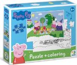 Oboustranné puzzle Prasátko Peppa: Piknik 60 dílků - Puzzle Oboustranné puzzle Prasátko Peppa Piknik