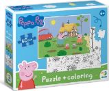 Oboustranné puzzle Prasátko Peppa: Na chalupě 60 dílků - Puzzle Oboustranné puzzle Prasátko Peppa Na chalupě