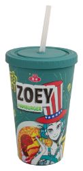 KPop Demon Hunters Hrnek s brčkem/Zoey Hamburger 475 ml KPop Demon Hunters Hrnek s brčkem/Zoey Hamburger 475 ml
