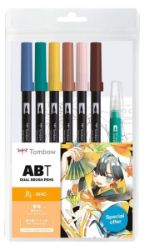 Tombow ABT sada oboustranných fixů Manga Bird 6 ks + vodní štětec Tombow ABT sada oboustranných fixů Manga Bird 6 ks + vodní štětec
