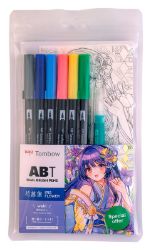 Sada oboustranných fixů ABT Manga Iris + vodní štětec - 6 ks - Fixy Sada oboustranných fixů ABT Manga Iris + vodní štětec - 6 ks