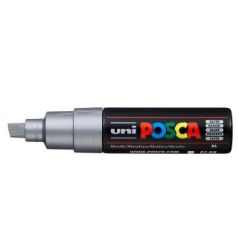 Posca akrylový popisovač PC-8K, 8 mm, stříbrná (se širokým, seříznutým hrotem) - Fixy Posca Univerzální akrylátový popisovač se širokým, seříznutým hrotem 8 mm Stříbrná PC-8K