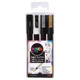Posca Sada akrylových popisovačů 0,9-1,3 mm - černá, zlatá, stříbrná, bílá 4 ks Posca Sada akrylových popisovačů 0,9-1,3 mm - černá, zlatá, stříbrná, bílá 4 ks