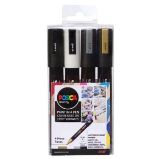 Posca Sada akrylových popisovačů 1,8-2,5 mm - černá, zlatá, stříbrná, bílá 4 ks Posca Sada akrylových popisovačů 1,8-2,5 mm - černá, zlatá, stříbrná, bílá 4 ks