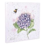 Obraz na plátně "The Busy Bee", 50 x 50 cm – čmelák a hortenzie