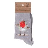 Bambusové ponožky "Jolly Robin" Wrendale Designs – červenka Bambusové ponožky "Jolly Robin" Wrendale Designs – červenka