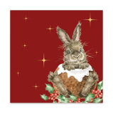 Papírové ubrousky Wrendale Designs "Merry Little Christmas", 33x33 cm - Králík