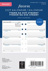 Kalendářní náplň do diáře FILOFAX 2027, kapesní, týdenní, linky, CZ/SK