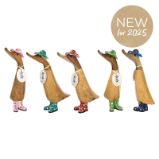 Dřevěné káčátko - Květovaný klobouk a holínky - Home deco Dřevěné káčátko - Květovaný klobouk a holínky