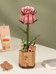 NiXiM Dřevěné 3D puzzle/Růžová růže NiXiM Dřevěné 3D puzzle/Růžová růže