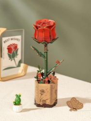 NiXiM Dřevěné 3D puzzle/Červená růže - 3D a 4D puzzle NiXiM Dřevěné 3D puzzle/Červená růže