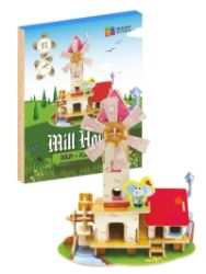 NiXiM Dřevěné 3D puzzle - Mlýn s domečkem - 3D a 4D puzzle NiXiM Dřevěné 3D puzzle - Mlýn s domečkem
