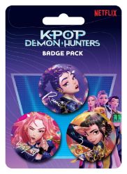 KPop Demon Hunters Set odznaků (3 kusy) - Pro fanoušky K-pop Demon hunters Sada placek 3 ks