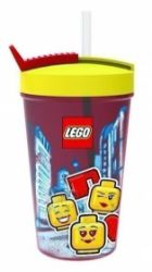 Kelímek s brčkem LEGO® ICONIC Girl - žlutá/červená - Láhve a svačinové boxy do školy Kelímek s brčkem LEGO ICONIC Girl - žlutá/červená