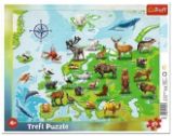 Trefl Puzzle Mapa Evropy se zvířátky / 25 dílků - Puzzle pro nejmenší Trefl Puzzle Mapa Evropy se zvířátky / 25 dílků