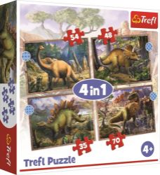 Trefl Puzzle Zajímaví dinosauři 4v1 - Dětské puzzle Trefl Puzzle Zajímaví dinosauři 4v1