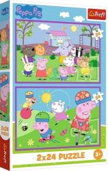 Puzzle Prasátko Peppa: Peppa na hřišti 2x24 dílků - Puzzle Puzzle Prasátko Peppa Peppa na hřišti