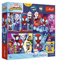 Puzzle Spidey a jeho úžasní přátelé: Pavoučí den 4x88 dílků - Dětské puzzle Puzzle Spidey a jeho úžasní přátelé: Pavoučí den 4x88 dílků