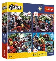Puzzle Avengers: Hrdinové kolem nás 4x88 dílků - Dětské puzzle Puzzle Avengers: Hrdinové kolem nás 4x88 dílků