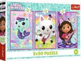 Puzzle Gábinin kouzelný domek: Setkání s Gabby a kočkami 3x50 dílků - Dětské puzzle Puzzle Gábinin kouzelný domek Setkání s Gabby a kočkami 3x50 dílků