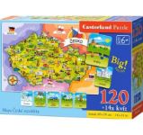 Puzzle mapa Česká republika 120 dílků + 14x kvíz - neuveden - Puzzle Puzzle mapa Česká republika 120 dílků + 14x kvíz
