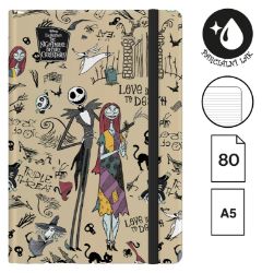 Zápisník s gumičkou Tim Burton 1, A5, 80 g, 80 listů, linkovaný, šedý - Bloky A5 Zápisník s gumičkou Tim Burton 1, A5, 80 g, 80 listů, linkovaný, šedý