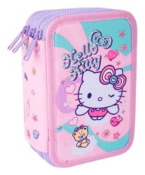 Penál 3 zipy Jumper Hello Kitty Pink 1- vybavený Penál 3 zipy Jumper Hello Kitty Pink 1- vybavený
