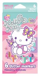 Popisovače s glitry Hello Kitty, kulaté, 6 barev - Psací potřeby Popisovače s glitry Hello Kitty, kulaté, 6 barev