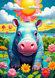 Puzzle Sluníčkový hrošík 1000 dílků - Puzzle Puzzle Sluníčkový hrošík 1000 dílků