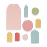 SIZZIX Framelits vyřezávací kovové šablony - štítky 9 ks - Výtvarné potřeby SIZZIX Framelits vyřezávací kovové šablony - štítky 9 ks