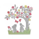 SIZZIX Thinlits vyřezávací kovové šablony - zajíčci pod stromem 3 ks SIZZIX Thinlits vyřezávací kovové šablony - zajíčci pod stromem 3 ks