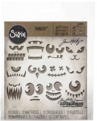 SIZZIX Thinlits vyřezávací kovové šablony - děsivé tváře 12 ks - Výtvarné potřeby SIZZIX Thinlits vyřezávací kovové šablony - děsivé tváře 12 ks