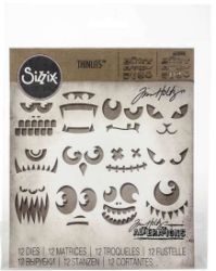 SIZZIX Thinlits vyřezávací kovové šablony - děsivé tváře 12 ks - Výtvarné potřeby SIZZIX Thinlits vyřezávací kovové šablony - děsivé tváře 12 ks