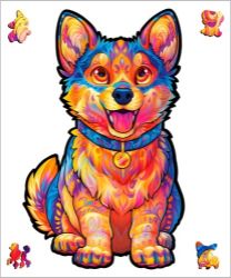 Dřevěné puzzle - Šťastné štěně - Puzzle Dřevěné puzzle - Šťastné štěně