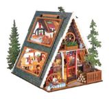 3D Dřevěná skládačka: Chatka LED 336 dílků - 3D a 4D puzzle 3D dřevěná skládačka Miniatura domečku Útulná lesní chata