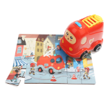 Puzzle Hasičské auto, dřevěné s hračkou - Puzzle Puzzle Hasičské auto, dřevěné s hračkou