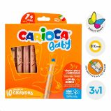 Carioca multifunkční voskovky 3v1 Baby - 10 ks - Pastelky Pastelky Carioca Baby Crayon 3 in 1 10 barev