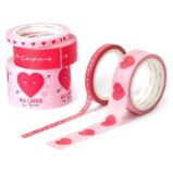 Set of 5 Paper Sticky Tapes - Hearts - Lepidla a lepicí pásky Set of 5 Paper Sticky Tapes - Hearts