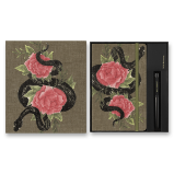 Sada Moleskine Snake Roses - L, zápisník a kuličkové pero