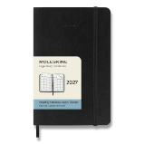 Diář Moleskine 2027 - měkké desky, S, měsíční, černý