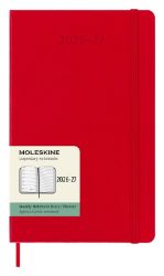 18měsíční diář Moleskine 2026-27 - tvrdé desky, L, týdenní, červený