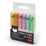 Set Of 6 Mini Highlighters - Teddy'S Style - Teddy Bear