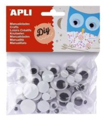 APLI oči kulaté mix velikostí nelepicí - černé 75 ks - Kreativní sady a materiály APLI oči kulaté mix velikostí nelepicí - černé 75 ks