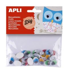 APLI oči oválné s řasami 16 x 12 mm samolepicí - mix barev 40 ks - Pěnovka a filc APLI oči oválné s řasami 16 x 12 mm samolepicí - mix barev 40 ks
